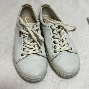 Ecco Soft 7 Street Sneaker White Leather Fashion Shoes Low Top EU 40  US 9-9.5